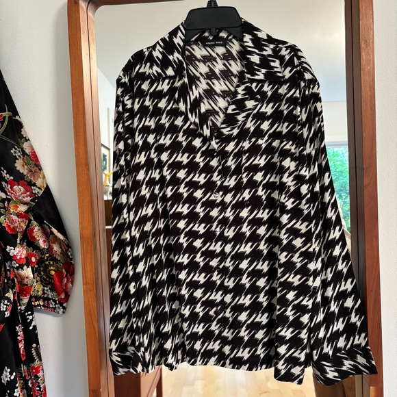 Anine Bing Aiden Houndstooth Viscose Shirt - Picture 2 of 9